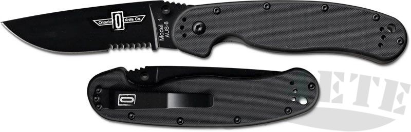 картинка Складной нож Ontario RAT-1 Black Serrated 8847 от магазина ma4ete