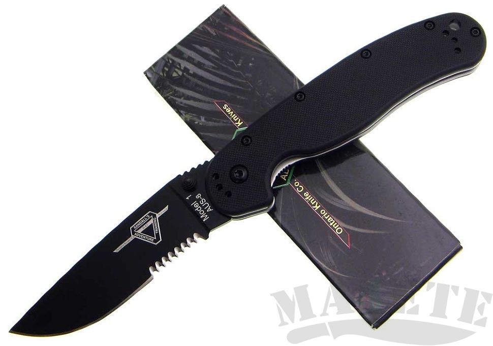 картинка Складной нож Ontario RAT-1 Black Serrated 8847 от магазина ma4ete