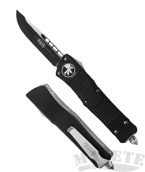 картинка Автоматический фронтальный выкидной нож Microtech Troodon, Black Handle 7.6 см. MT_139-1 от магазина ma4ete