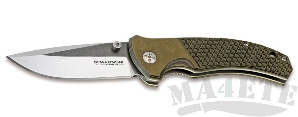 картинка Нож складной Boker Magnum Three Dimensions 440А, OD Green G-10 Handle BK01MB717 от магазина ma4ete