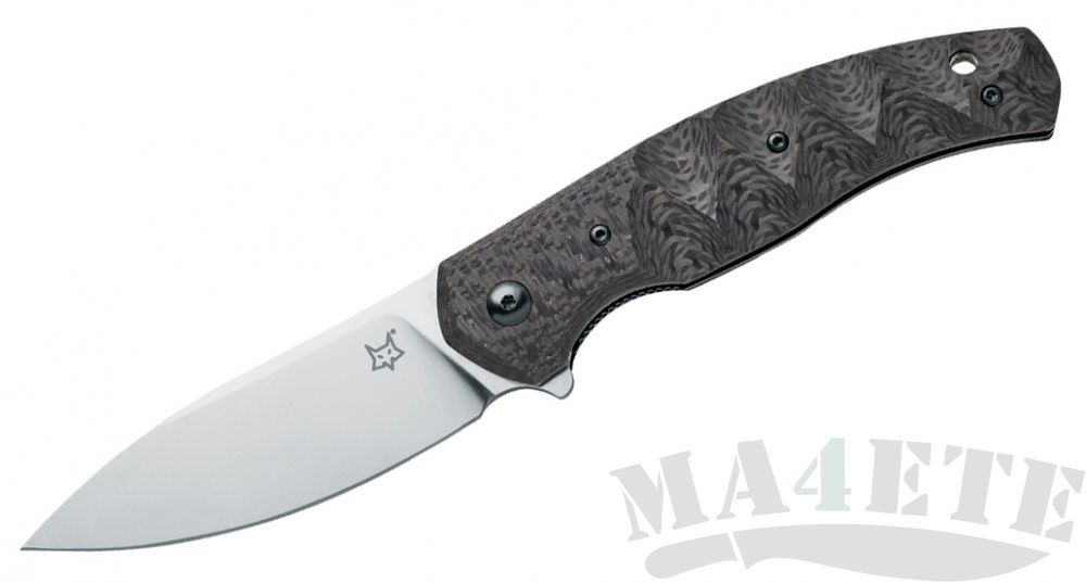 картинка Нож складной Fox Ziggy Carbon Design by Jens Anso N690Co Carbon Fiber Handle 8см FX-308CF от магазина ma4ete