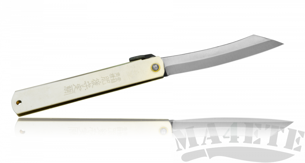 картинка Нож складной Higonokami by Motosuke Nagao Hand Crafted AoGami, Stainless Steel Handle 10см , рукоять белая, HKC-100SL от магазина ma4ete
