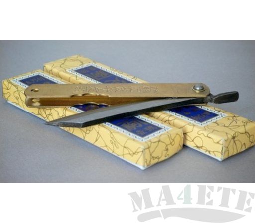 картинка Нож складной Higonokami by Motosuke Nagao AoGami San-Mai Brass Handle 10см HKA-100YL от магазина ma4ete