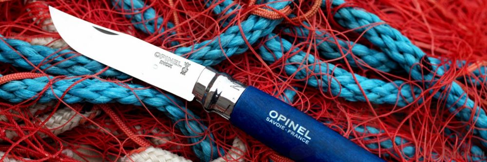картинка Нож складной Opinel Tradition Colored 08, с кожаным шнурком, синий, граб, нержавеющая сталь 8VRI от магазина ma4ete
