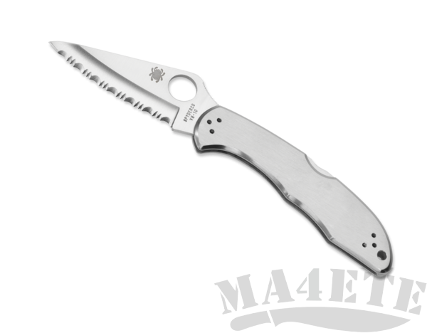картинка Нож складной Spyderco Delica Serrated, Stainless Steel Handle C11S от магазина ma4ete