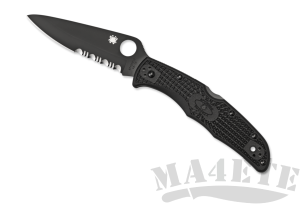 картинка Нож складной Spyderco Endura 4 Black TiCN Coated Flat Saber-Ground VG-10 Steel Black FRN Handle C10PSBBK от магазина ma4ete